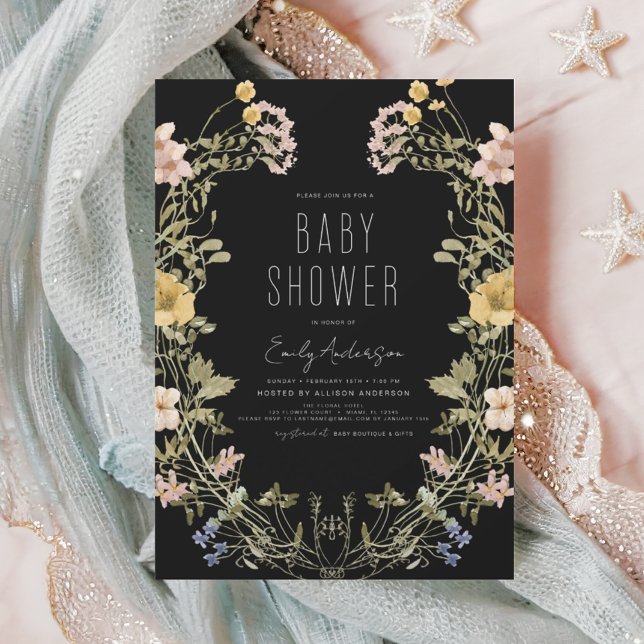 Budget Wildblomma Boho Baby Shower-inbjudan Flygblad (Skapare uppladdad)