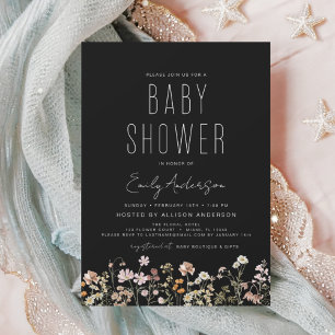 Budget Wildblomma Boho Baby Shower-inbjudan Flygblad