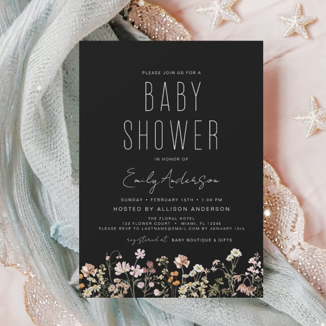 Budget Wildblomma Boho Baby Shower-inbjudan Flygblad (Skapare uppladdad)