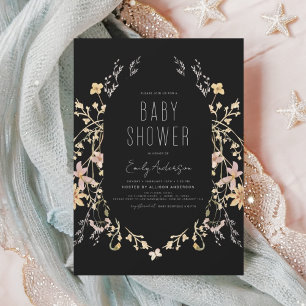 Budget Wildblomma Boho Baby Shower-inbjudan Flygblad