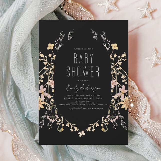 Budget Wildblomma Boho Baby Shower-inbjudan Flygblad (Skapare uppladdad)