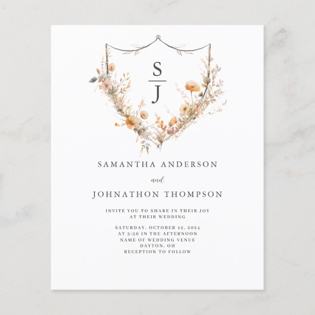 Budget Wildblomma Bröllop Flygblad (Framsidan)