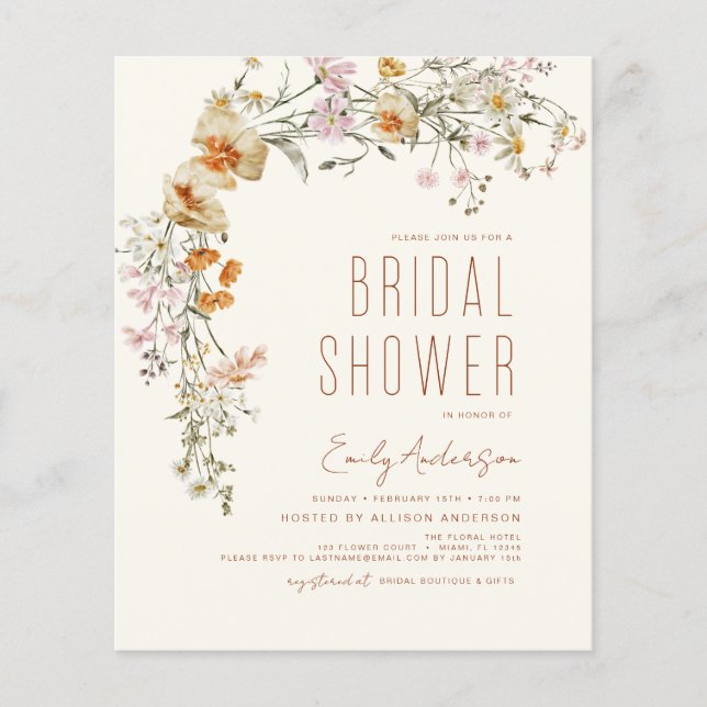 Budget Wildblomma Möhippa Boho Flygblad (Framsidan)
