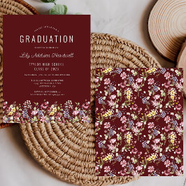 Budget Wildblomma Mönster Burgundy Grad Party