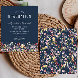 Budget Wildblomma Mönster marblå Grad Party