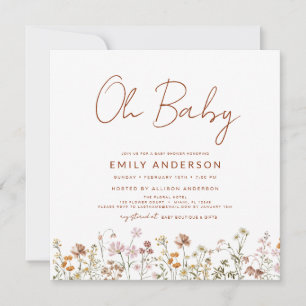 Budget Wildblomma Oh Baby Shower Blommigt Inbjudningar