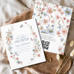 Budget Wildblomma QR-kod Inbjudningskort för möhip<br><div class="desc">Fira den blivande bruden med en Dusty Blue Elegant Garden Vintage Inbjudningskort för möhippan. Den här designen har mjuka dammiga blåtoner och delikata accenter för blommigt och fångar charmen från en tidlös trädgård firande. Med vintage-inspirerad information och elegant-typografi anger inbjudan tonen för en sofistikerad och säker möhippa. Perfekt för utomhus-...</div>