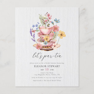 Budget Wildblomme Tea Party Möhippa Inbjudan Flygblad