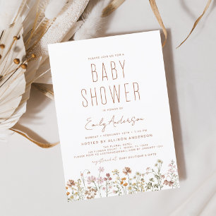 Budget Wildblommor Boho Baby Shower Elegant Modern Flygblad