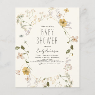 Budget Wildblommor Boho Baby Shower Elegant Modern Flygblad