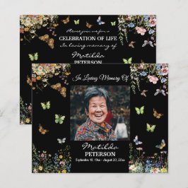 Budget Wildblommor Butterflies - begravningsinbjud