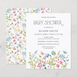 Budget Wildblommor Vår Baby Shower-inbjudan