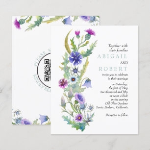 BUDGET Wildflower QR-kod bröllopsinbjudan