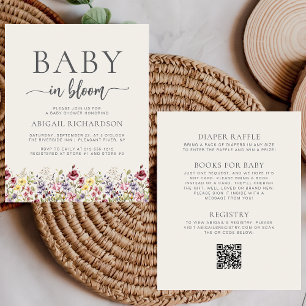 Budget Wildflowers Beige QR-kod Baby Shower
