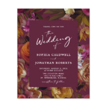 Budget Wineberry Blommigt QR Code Wedding bjudande