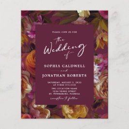 Budget Wineberry Blommigt QR Code Wedding bjudande