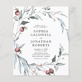 Budget Winter Berries QR Code Wedding bjudande