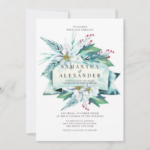 Budget Winter Blommigt Bouquet Watercolor Bröllop Inbjudningar