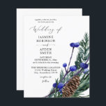 Budget Winter Blue Berries & Gräs Greenery Bröllop<br><div class="desc">** SATIN PAPPER ÄR PAPPERT. UPPGRADERA PAPPRA FÖR EN TEKNIKER, PAPPERT KORT. HAR ETT ALTERNATIV FÖR ENVELOPES. *** Spara pengar på inbjudningar med denna mindre inbjudan som har ett alternativ för kuvert. Hämta redot till fantastisk med din inbjudan till Winter Blue Berries & Gräs Greenery Wedding. Vill du ha ett...</div>