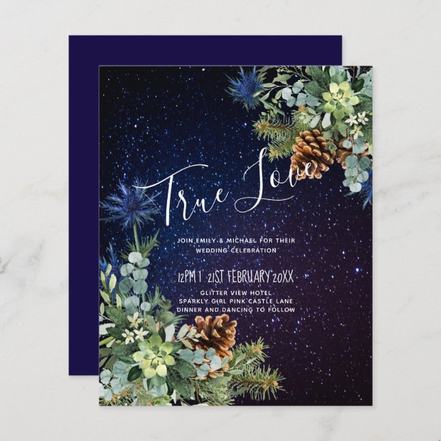 BUDGET Winter Eucalyptus Gräs Cones Bröllop (Fram/baksida)