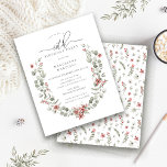 Budget Winter Greenery Red Blommigt 60:e födelseda<br><div class="desc">Den moderna gröntens vattenfärg Boho botanical ram accentueras med små poinsettiablommor.</div>