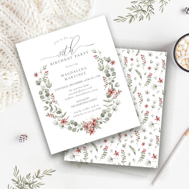 Budget Winter Greenery Red Blommigt 80:e födelseda (Skapare uppladdad)