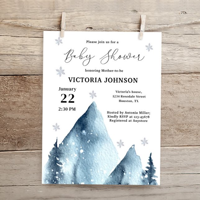 Budget Winter Mountain Baby Shower-inbjudan (Skapare uppladdad)