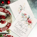 Budget Winter Watercolor Flowers 40:e födelsedagen<br><div class="desc">Röda och vita vinterfärgblommor kapas i mjuka grönt löv och löv. Guld snöflingor lägger till en festlig beröring. En elegant,  ett enkelt och modernt skript ge är en öppen och hårfin vibe. Det finns också en vinterboquet med blommigt med en liten bit guldsnöflingor på baksidan.</div>