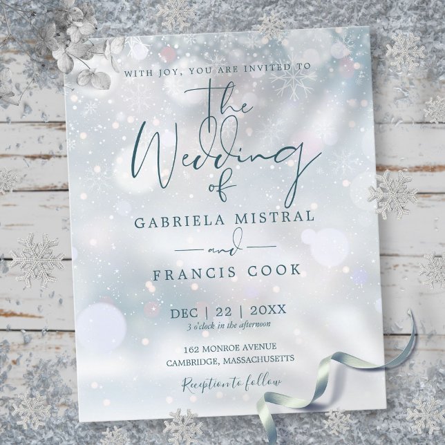 Budget Winter Wonderland bröllopsinbjudan (Budget Winter Wonderland Wedding Invitation)