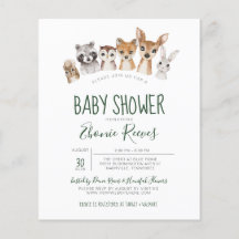 Budget Woodland Animals Baby Shower-inbjudan