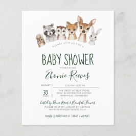 Budget Woodland Animals Baby Shower-inbjudan