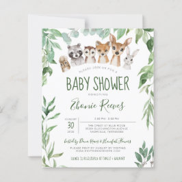 Budget Woodland Animals Baby Shower-inbjudan