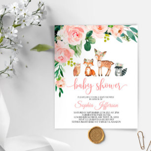 Budget Woodland Animals Baby Shower-inbjudan