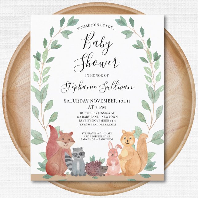 Budget Woodland Animals Baby Shower-inbjudan (Skapare uppladdad)