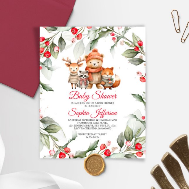 Budget Woodland Animals Baby Shower-inbjudan (Skapare uppladdad)