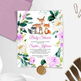 Budget Woodland Animals Baby Shower-inbjudan