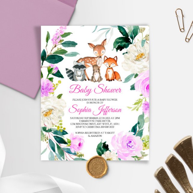 Budget Woodland Animals Baby Shower-inbjudan (Skapare uppladdad)