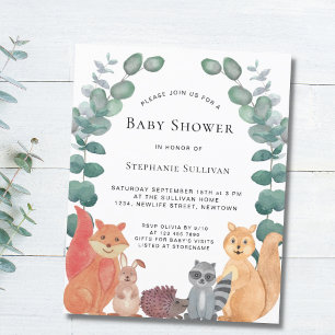 Budget Woodland Animals Baby Shower-inbjudan
