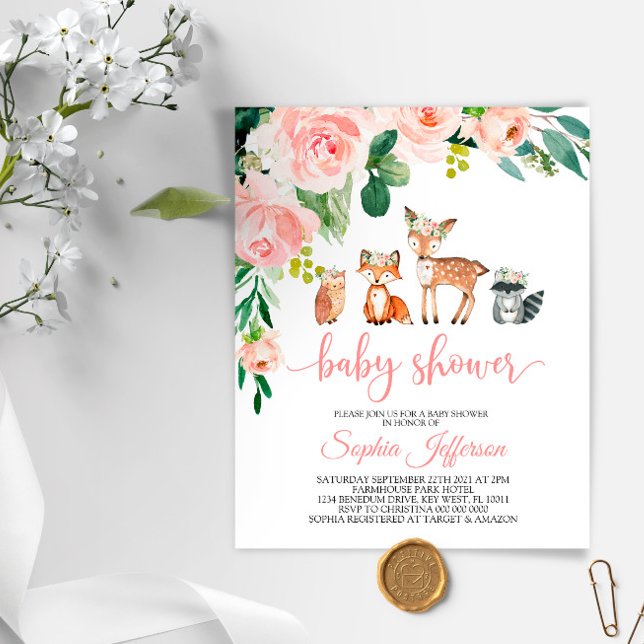 Budget Woodland Animals Baby Shower-inbjudan (Skapare uppladdad)