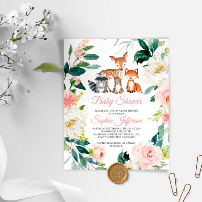 Budget Woodland Animals Baby Shower-inbjudan (Skapare uppladdad)