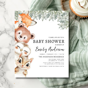 Budget Woodland Animals Baby Shower-inbjudan Flygblad