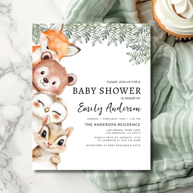 Budget Woodland Animals Baby Shower-inbjudan Flygblad (Skapare uppladdad)