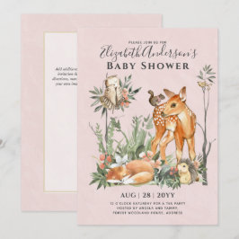 BUDGET Woodland Animals Pojke Girl Shower INV s Inbjudningar