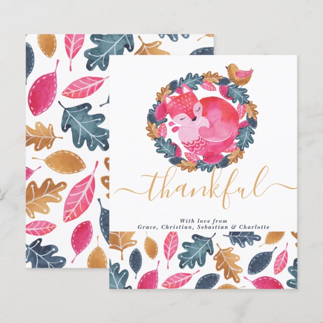 BUDGET Woodland Animals Thanksgiving Helgdag Card (Fram/baksida)