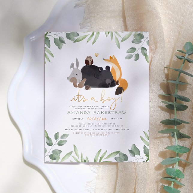 Budget Woodland Animo & Greenery Boy Baby Shower (Skapare uppladdad)