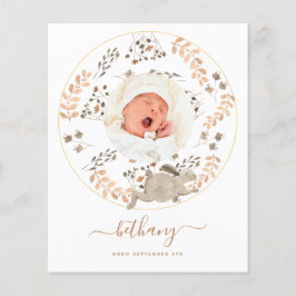 Budget Woodland Baby Photo Birth-meddelande