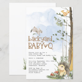 Budget Woodland Baby Q Backyard Baby Shower Inbjud