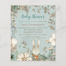 Budget Woodland Bunny Boy Baby Shower Inbjudan