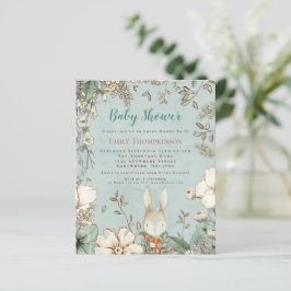 Budget Woodland Bunny Boy Baby Shower Inbjudan