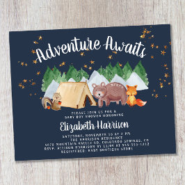 Budget Woodland Camping Baby Shower-inbjudan